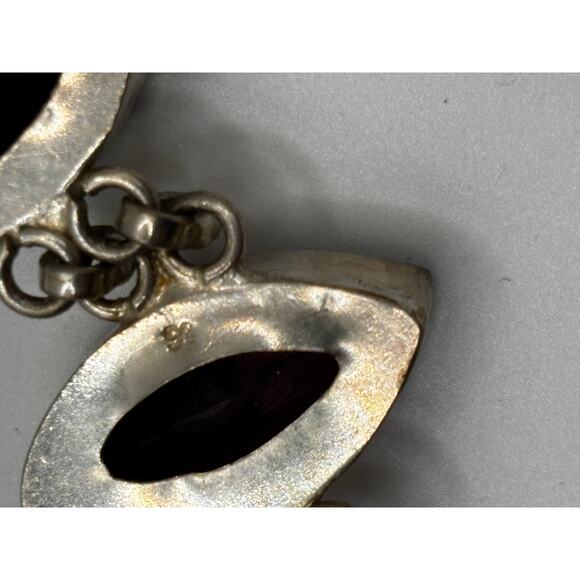 Sterling Silver Pink Red Marquis Gem Bracelet - Picture 7 of 16